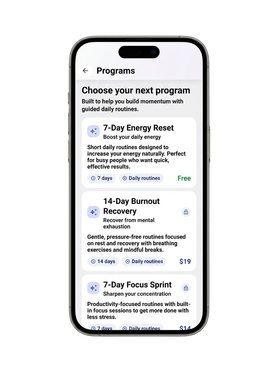 ActionFlow screen — Programs for real change